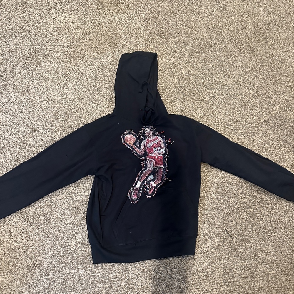 Michael Jordan-Finger Roll Hand Stitched Hoodie Size Mens Medium Laviva Sports